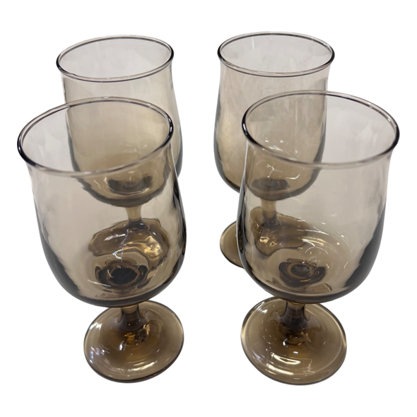 Vintage Brown Smoke Short Wine Glass Set (4)