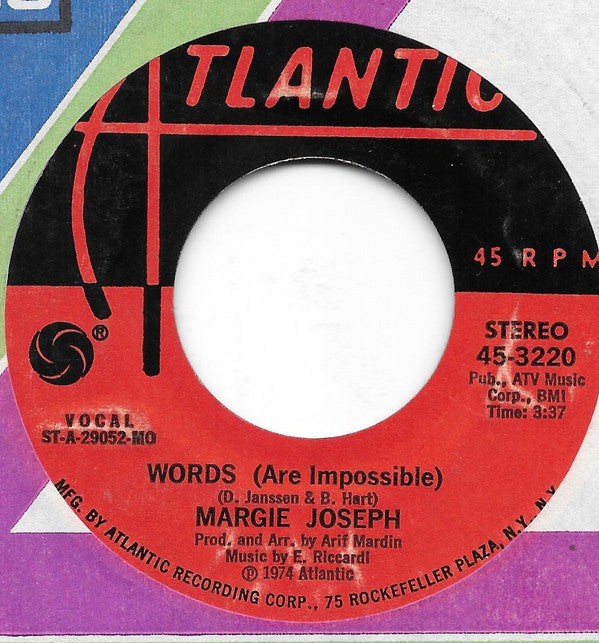 Margie Joseph : Words (Are Impossible) (7", Single, Styrene, MO)