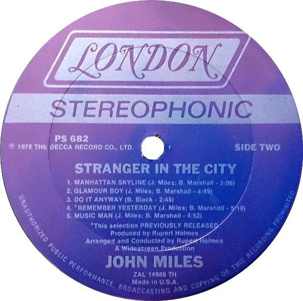 John Miles : Stranger In The City (LP, Album, Ter)