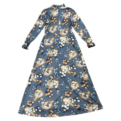 Vintage 70's Blue Floral Maxi Dress (S/M)
