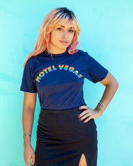 Hotel Vegas Rainbow - Navy Tee