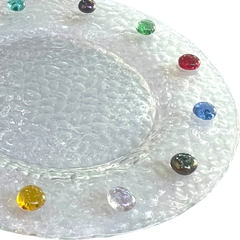 Vintage 80s Pebbled Glass Dot Tray