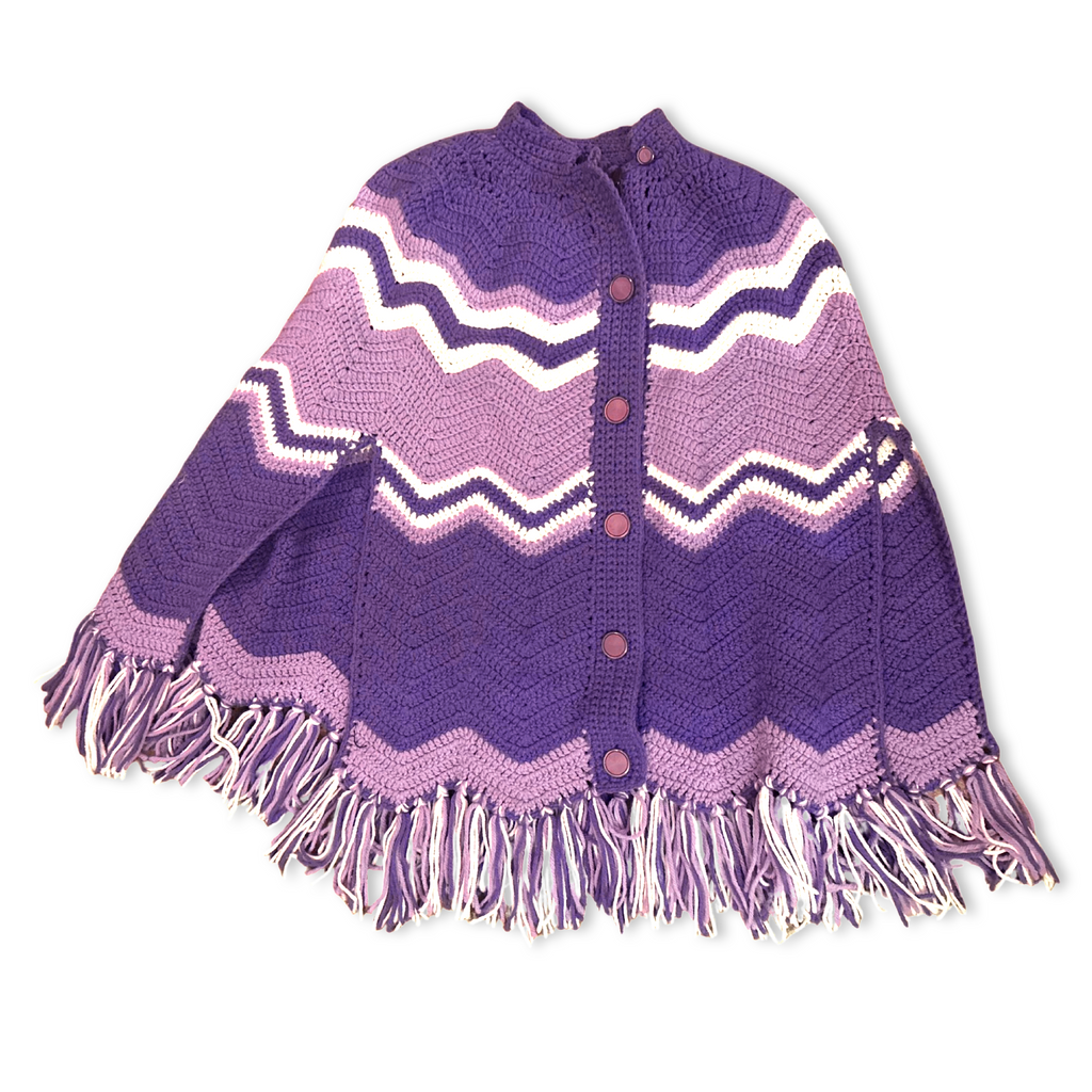 Vintage 70s Lilac Chevron Cape