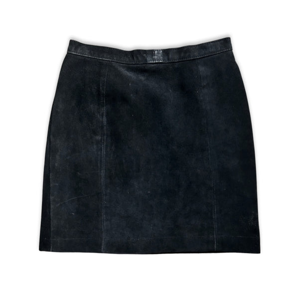 Vintage 80s Black Suede Mini Skirt