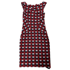 Vintage Geo Pattern Fitted Knit Dress (S/M)