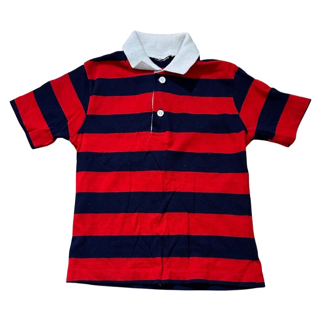 Vintage Kid's Navy & Red Striped Polo (4)