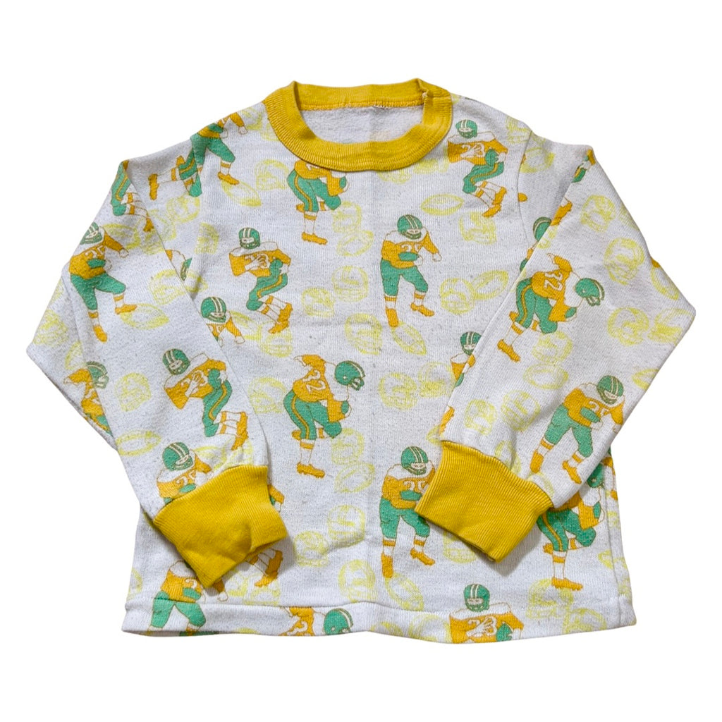 Vintage Kid's Green & Yellow Football Print Long Sleeve (4)