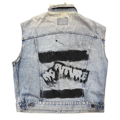 Vintage 90's Thrashed Gap Denim Painted Vest (XL)