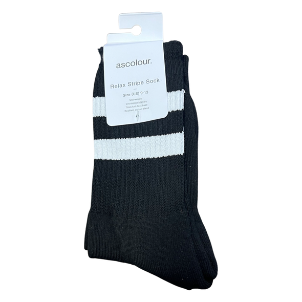 Relax Stripe Socks 2 Pack - Black & White