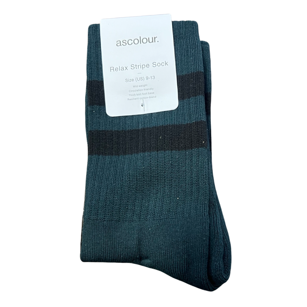 Relax Stripe Socks 2 Pack - Pine Green/Black