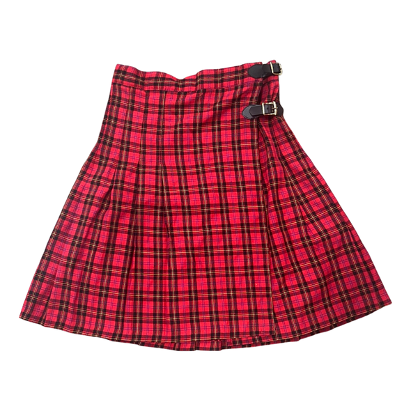Vintage 90's Plaid Side Buckle Skirt (S)